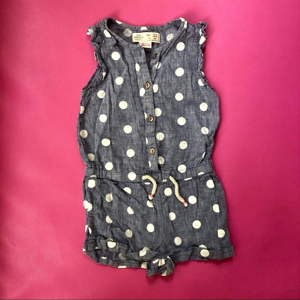 Zara Baby Denim Polka Dot Romper